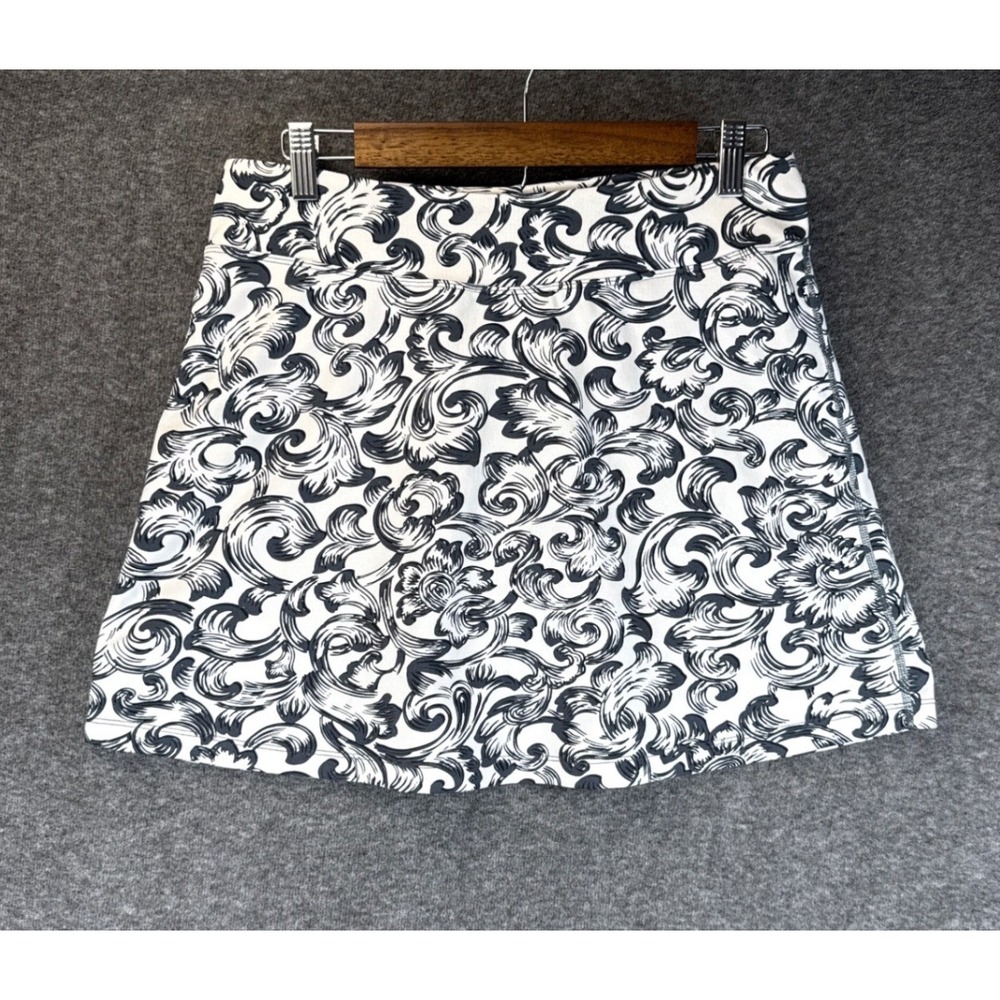 Title Nine Skort Womens XL White Black Scroll Damask Athletic Tennis Golf Yacht
